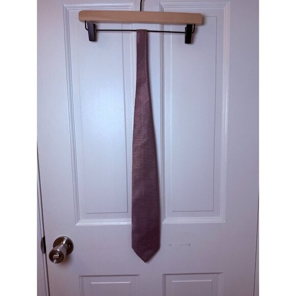 Oscar de la Renta Red and White Classic Polyester Men's Tie - Picture 5 of 8